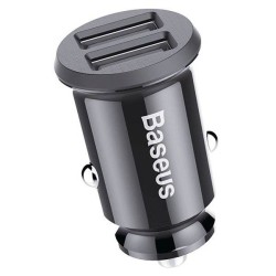 INCARCATOR auto Baseus Grain, 2 x USB Output 5V/3.1A, 15W total ambele porturi, pt. bricheta auto, negru "CCALL-ML01" (timbru ve