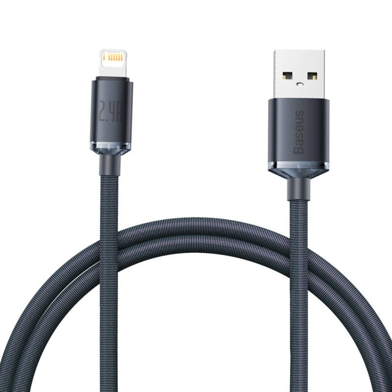 CABLU alimentare si date Baseus Crystal Shine, Fast Charging Data Cable pt. smartphone, USB la Lightning Iphone 2.4A, 1.2m, negr