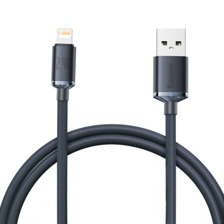 CABLU alimentare si date Baseus Crystal Shine, Fast Charging Data Cable pt. smartphone, USB la Lightning Iphone 2.4A, 1.2m, negr