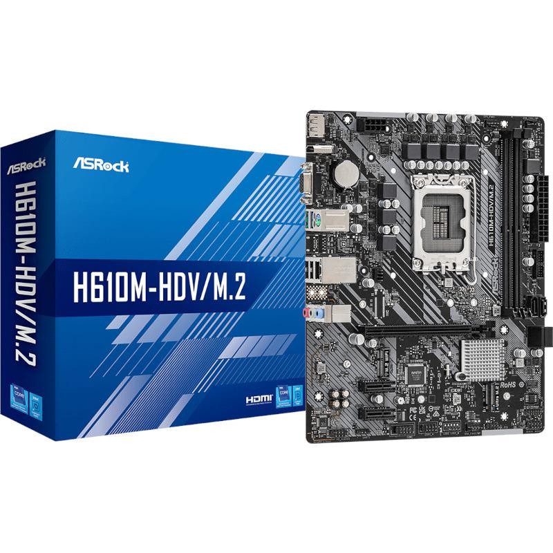 PLACA de BAZA Asrock "H610M-HDV/M.2", skt LGA 1700, mATX, Intel H610, 2 x DDR4, max. 64 GB, 4 x SATA, 1 x M.2, 7.1, "H610M-HDV/M