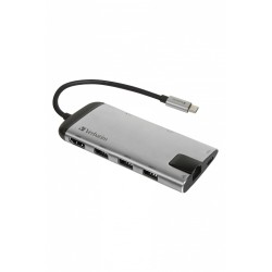HUB extern VERBATIM, Gigabit LAN x 1, USB 3.0 x 3, HDMI x 1 (4K@30Hz), USB Type C x 1, SD x 1, microSD x 1, conectare USB Type C