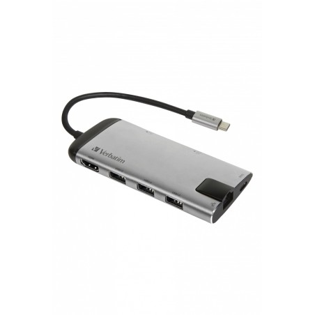 HUB extern VERBATIM, Gigabit LAN x 1, USB 3.0 x 3, HDMI x 1 (4K@30Hz), USB Type C x 1, SD x 1, microSD x 1, conectare USB Type C