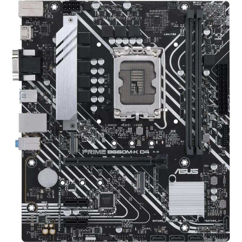 PLACA de BAZA Asus "Prime B660M-K D4", skt LGA 1700, mATX, Intel B660, 4 x DDR4, max. 128 GB, 4 x SATA, 2 x M.2, 7.1, "Prime B66