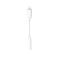 CABLU adaptor audio smartphone Apple, Lightning (T) la Jack 3.5 mm (M), cauciuc, alb, "mmx62zm/a" (timbru verde 0.08 lei)
