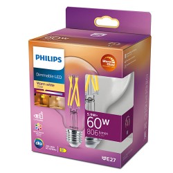 BEC LED Philips, soclu E27, putere 5.9W, forma sferic, lumina alb calda, alimentare 220 - 240 V, "000008719514323957" (timbru ve