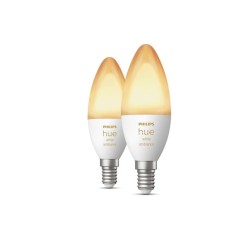 SET 2 becuri smart LED Philips, soclu E14, putere 4W, forma lumanare, lumina alb calda, alb rece, alimentare 220 - 240 V, "00000