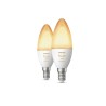 SET 2 becuri smart LED Philips, soclu E14, putere 4W, forma lumanare, lumina alb calda, alb rece, alimentare 220 - 240 V, "00000