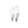 SET 2 becuri smart LED Philips, soclu E14, putere 4W, forma lumanare, lumina alb calda, alb rece, alimentare 220 - 240 V, "00000