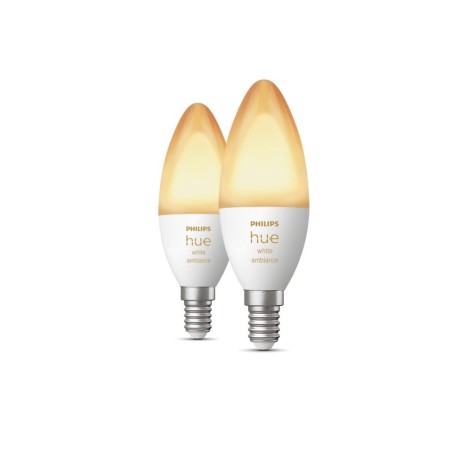 SET 2 becuri smart LED Philips, soclu E14, putere 4W, forma lumanare, lumina alb calda, alb rece, alimentare 220 - 240 V, "00000