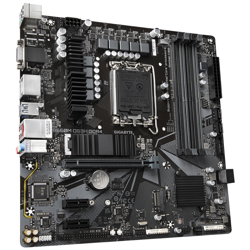 PLACA de BAZA Gigabyte "B660M DS3H DDR4", skt LGA 1700, mATX, Intel B660, 4 x DDR4, max. 128 GB, 4 x SATA, 2 x M.2, 7.1, "B660M 