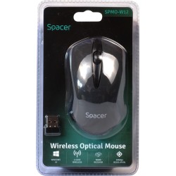 MOUSE  Spacer, PC sau NB, wireless, 2.4GHz, optic, 1200 dpi, butoane/scroll 3/1, , negru, "SPMO-W12" (timbru verde 0.18 lei)