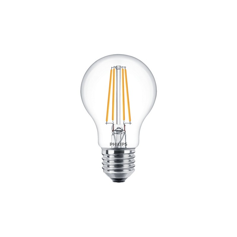 SET 2 becuri LED Philips, soclu E27, putere 7W, forma clasic, lumina alb calda, alimentare 220 - 240 V, "000008718699777739" (ti