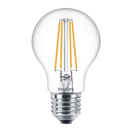 SET 2 becuri LED Philips, soclu E27, putere 7W, forma clasic, lumina alb calda, alimentare 220 - 240 V, "000008718699777739" (ti