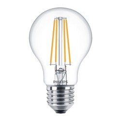 SET 2 becuri LED Philips, soclu E27, putere 7W, forma clasic, lumina alb calda, alimentare 220 - 240 V, "000008718699777739" (ti