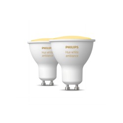 SET 2 becuri smart LED Philips, soclu GU10, putere 5W, forma spot, lumina alb, alimentare 220 - 240 V, "000008719514340121" (tim