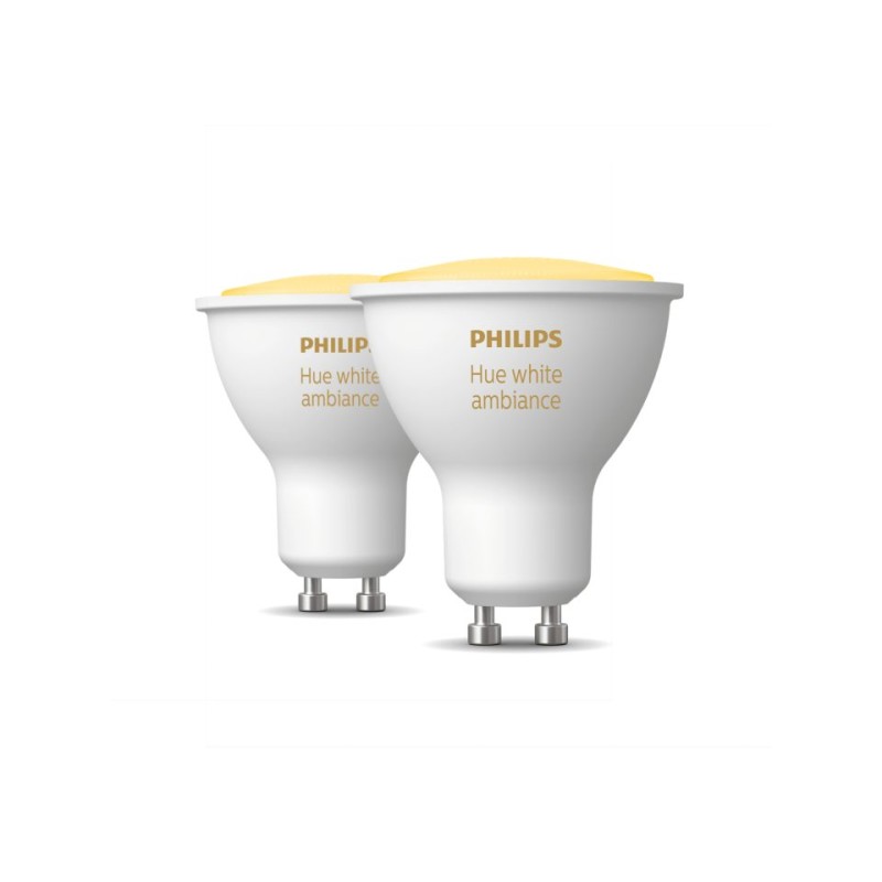 SET 2 becuri smart LED Philips, soclu GU10, putere 5W, forma spot, lumina alb, alimentare 220 - 240 V, "000008719514340121" (tim