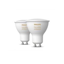 SET 2 becuri smart LED Philips, soclu GU10, putere 5W, forma spot, lumina alb, alimentare 220 - 240 V, "000008719514340121" (tim