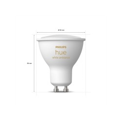 SET 2 becuri smart LED Philips, soclu GU10, putere 5W, forma spot, lumina alb, alimentare 220 - 240 V, "000008719514340121" (tim