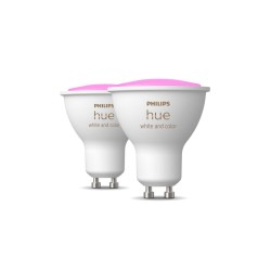 SET 2 becuri smart LED Philips, soclu GU10, putere 5W, forma spot, lumina multicolora, alimentare 220 - 240 V, "0000087195143400