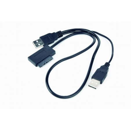 CABLU USB GEMBIRD adaptor, USB 2.0 (T) la slim S-ATA (T), 50cm, pt. SSD, DVD, cu USB suplimentar pt. extra power, negru, "A-USAT