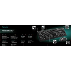 KIT wireless SPACER, tastatura wireless + mouse wireless, black, "SPDS-1100"   (timbru verde 0.8 lei)