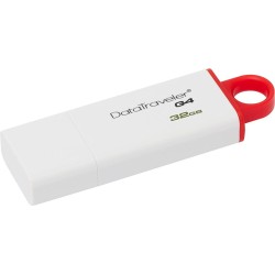 MEMORIE USB 3.0 KINGSTON 32 GB, cu capac, carcasa plastic, alb / rosu, "DTIG4/32GB" (timbru verde 0.03 lei)