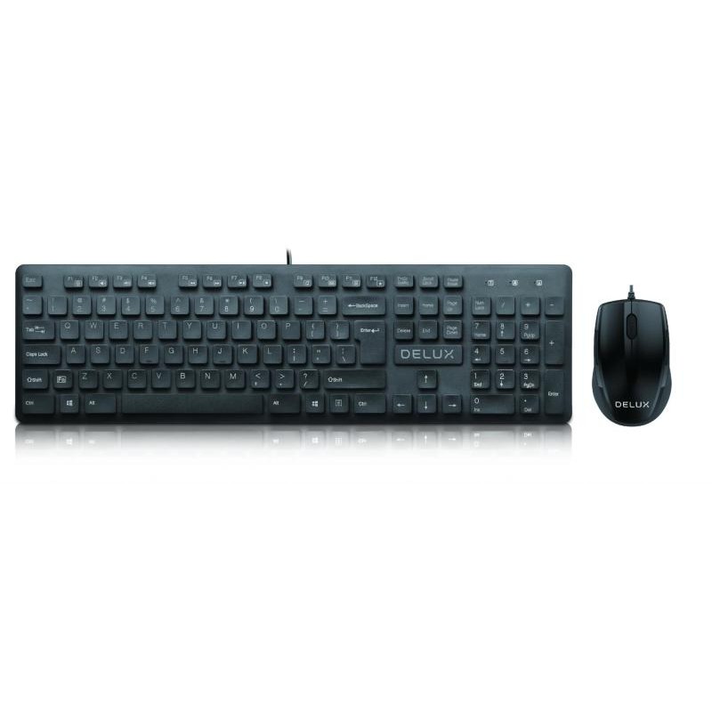 Kit TASTATURA si Mouse DELUX, "KA150U+M136BU", cu fir, 105 taste format standard, mouse , 3/1 butoane, negru, "KA150UKIT" (timbr