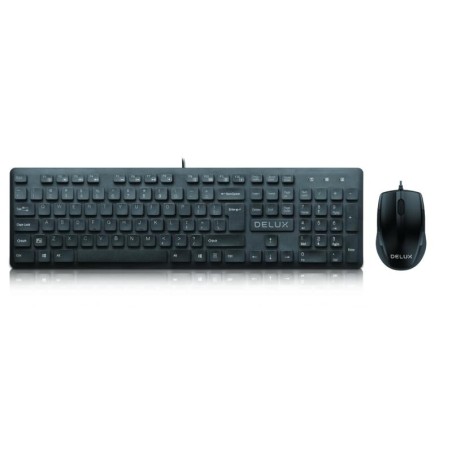 Kit TASTATURA si Mouse DELUX, "KA150U+M136BU", cu fir, 105 taste format standard, mouse , 3/1 butoane, negru, "KA150UKIT" (timbr