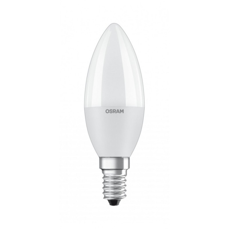 BEC LED Osram, soclu E14, putere 7W, forma lumanare, lumina alb calda, alimentare 220 - 240 V, "000004058075152915" (timbru verd