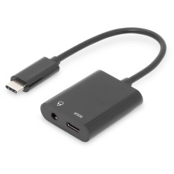 DIGITUS AK-300400-002-S Cable USB 3.1 Type C Gen.2 SuperSpeed+ 10Gbps Mini Jack 3.5mm + Type USB C black "AK-300400-002-S" (timb