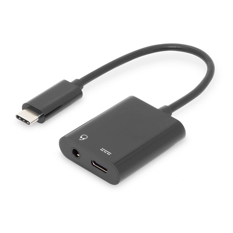 DIGITUS AK-300400-002-S Cable USB 3.1 Type C Gen.2 SuperSpeed+ 10Gbps Mini Jack 3.5mm + Type USB C black "AK-300400-002-S" (timb