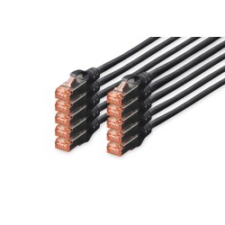 DIGITUS CAT 6 S-FTP patch cable Cu LSZH AWG 27/7 length 1 m 10 pieces color black "DK-1644-010-BL-10" (timbru verde 0.08 lei)