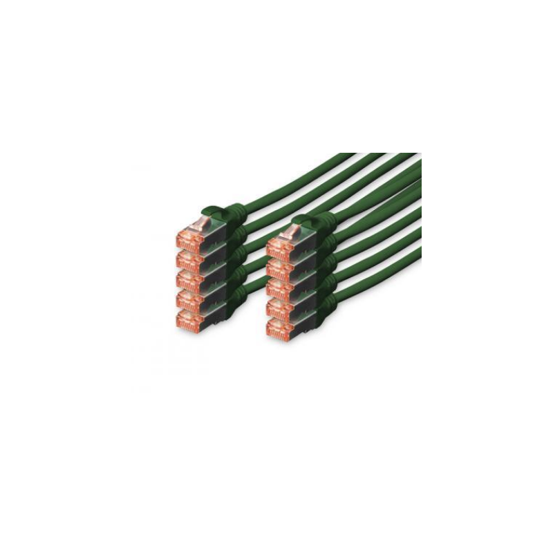 DIGITUS CAT 6 S-FTP patch cable Cu LSZH AWG 27/7 length 3 m 10 pieces color green "DK-1644-030-G-10" (timbru verde 0.08 lei)