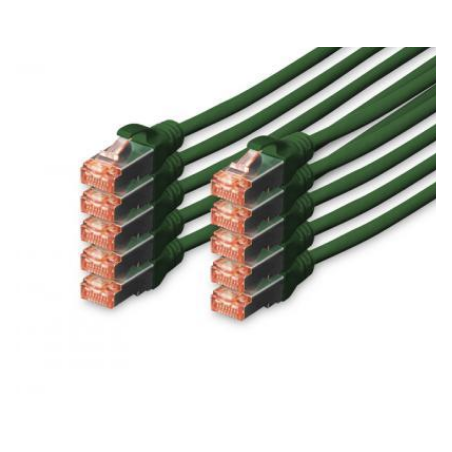 DIGITUS CAT 6 S-FTP patch cable Cu LSZH AWG 27/7 length 3 m 10 pieces color green "DK-1644-030-G-10" (timbru verde 0.08 lei)