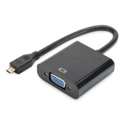 DIGITUS converter micro-HDMI to VGA  micro HDMI plug VGA D-Sub connector 3.5mm audio jack black "DA-70460" (timbru verde 0.8 lei