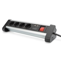 DIGITUS DA-70614 DIGITUS 4-way office socket strip with 2x USB ports "DA-70614" (timbru verde 0.18 lei)