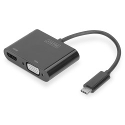 DIGITUS USB Type C to HDMI + VGA Adapter 4K/30Hz / Full HD 1080p black "DA-70858" (timbru verde 0.18 lei)