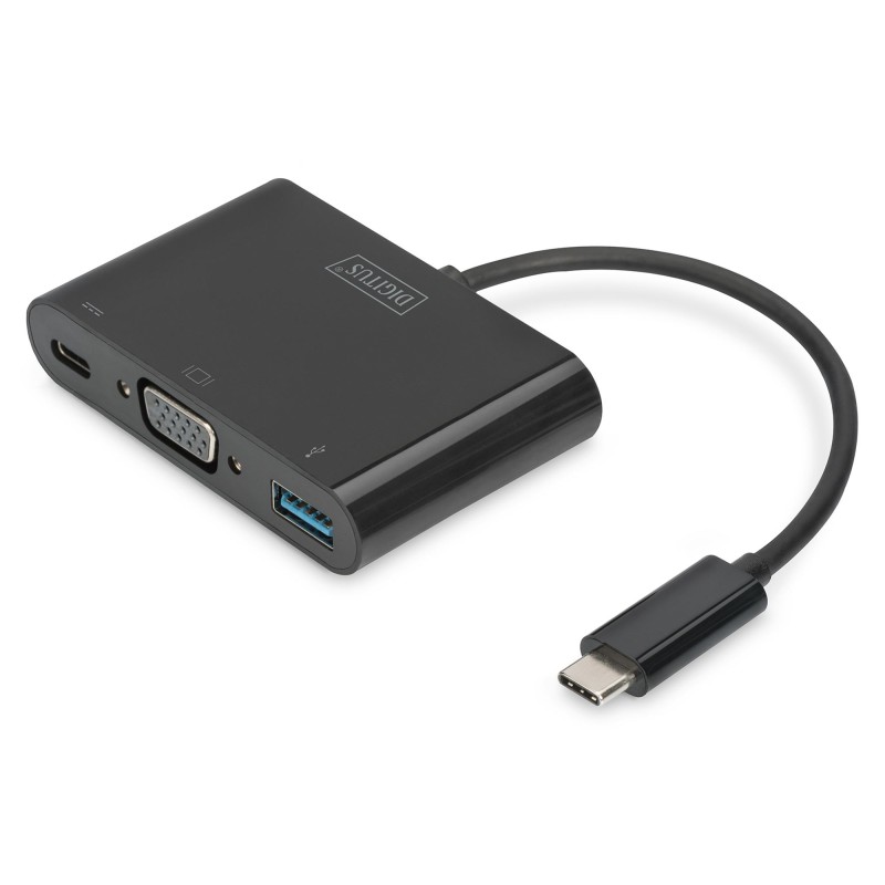DIGITUS USB Type-C Multiport Adapter VGA 1x VGA 1x USB-C PD 1x USB 3.0 black "DA-70854" (timbru verde 0.18 lei)