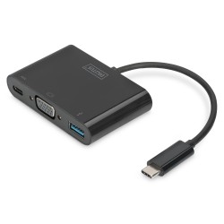 DIGITUS USB Type-C Multiport Adapter VGA 1x VGA 1x USB-C PD 1x USB 3.0 black "DA-70854" (timbru verde 0.18 lei)