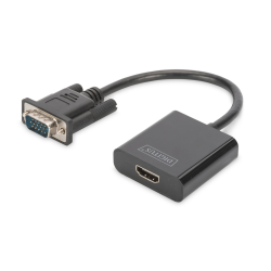DIGITUS VGA to HDMI Converter + Audio 3.5mm Full HD 1080p cable type 15cm black "DA-70473" (timbru verde 0.8 lei)