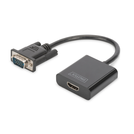 DIGITUS VGA to HDMI Converter + Audio 3.5mm Full HD 1080p cable type 15cm black "DA-70473" (timbru verde 0.8 lei)