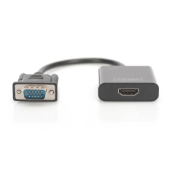 DIGITUS VGA to HDMI Converter + Audio 3.5mm Full HD 1080p cable type 15cm black "DA-70473" (timbru verde 0.8 lei)