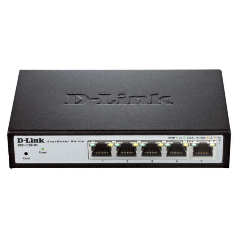 SWITCH D-LINK SMART  5 porturi Gigabit, carcasa metalica, "DGS-1100-05" (timbru verde 2 lei)