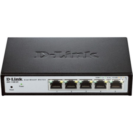 SWITCH D-LINK SMART  5 porturi Gigabit, carcasa metalica, "DGS-1100-05" (timbru verde 2 lei)