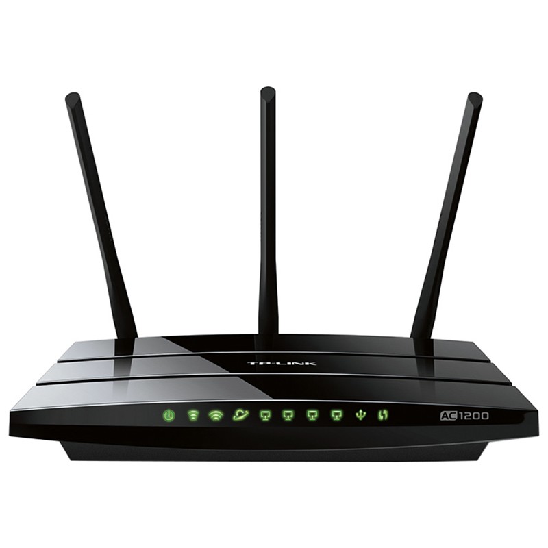 ROUTER TP-LINK wireless 1200Mbps, 4 porturi Gigabit, 3 antene externe, Dual Band AC1200 "Archer C1200" (timbru verde 2 lei)