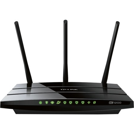 ROUTER TP-LINK wireless 1200Mbps, 4 porturi Gigabit, 3 antene externe, Dual Band AC1200 "Archer C1200" (timbru verde 2 lei)