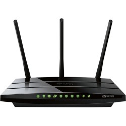 ROUTER TP-LINK wireless 1200Mbps, 4 porturi Gigabit, 3 antene externe, Dual Band AC1200 "Archer C1200" (timbru verde 2 lei)