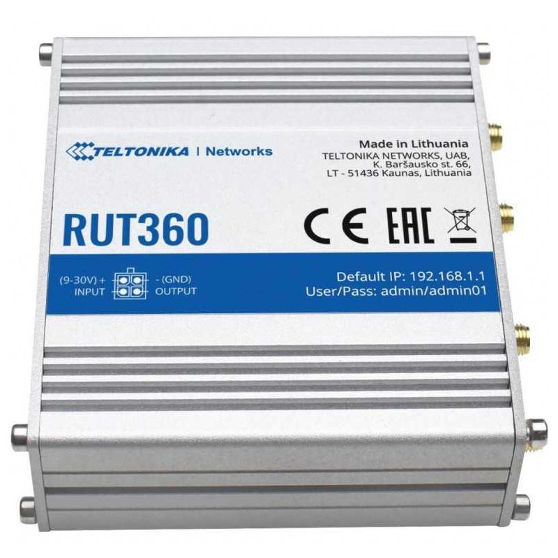 TELTONIKA RUT360 Industrial LTE Router Cat.6 1x LAN 1x WAN 100Mb/s WiFi 2.4GHz, "RUT360 000000" (timbru verde 0.8 lei)