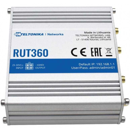 TELTONIKA RUT360 Industrial LTE Router Cat.6 1x LAN 1x WAN 100Mb/s WiFi 2.4GHz, "RUT360 000000" (timbru verde 0.8 lei)
