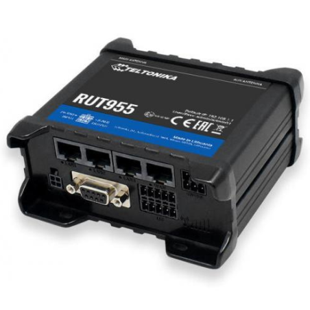 TELTONIKA RUT955 Industrial 4G LTE router Cat.4 WiFi Dual Sim GPS 1x WAN 3X LAN GPS router, "RUT955 T033B0" (timbru verde 0.8 le